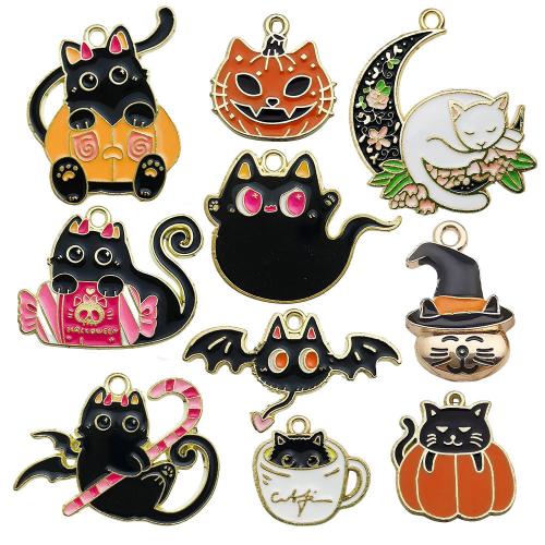 Fashion Halloween vedhæng, Zinc Alloy, forgyldt, Halloween Design & du kan DIY & emalje, flere farver til valg, 100pc'er/Bag, Solgt af Bag