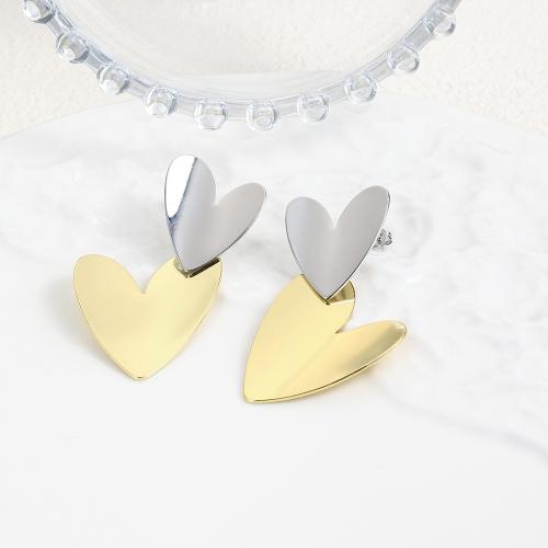 Brass Drop Earring Heart plated for woman mixed colors nickel lead & cadmium free Sold By Pair