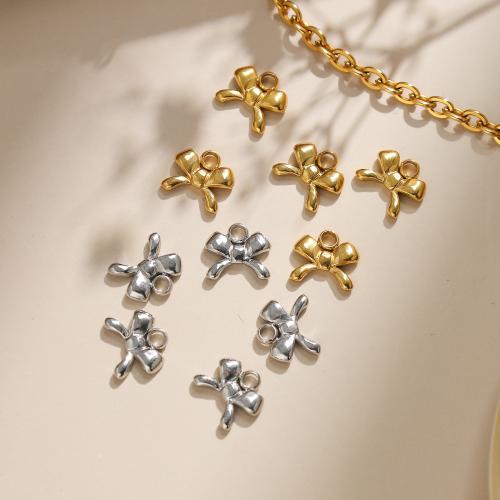 Stainless Steel Pendants 304 Stainless Steel Bowknot plated DIY Sold By Bag