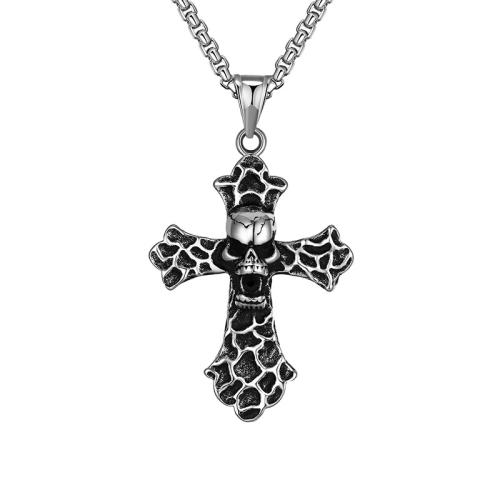 Jewelry Cruach dhosmálta muince, 304 Cruach dhosmálta, Cross, jewelry faisin & do bhean, dath bunaidh, Fad 60 cm, Díolta De réir PC