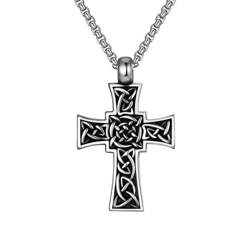 Jewelry Cruach dhosmálta muince, 304 Cruach dhosmálta, Cross, jewelry faisin & do fear, dath bunaidh, Fad 60 cm, Díolta De réir PC