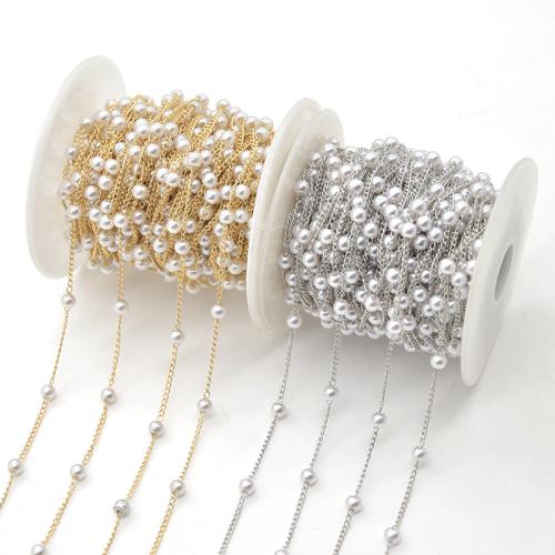 Decorative Beaded Chain Brass with Plastic Pearl plated DIY Sold By m