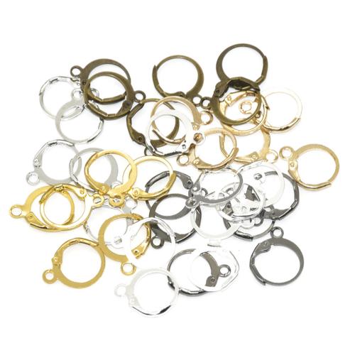 Ijzer Hendel terug Earring Wires, plated, DIY, meer kleuren voor de keuze, 15x12mm, 100pC's/Bag, Verkocht door Bag