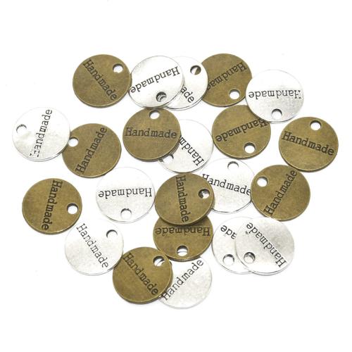 Zinc Alloy Tag Charm Round plated DIY Sold By Bag