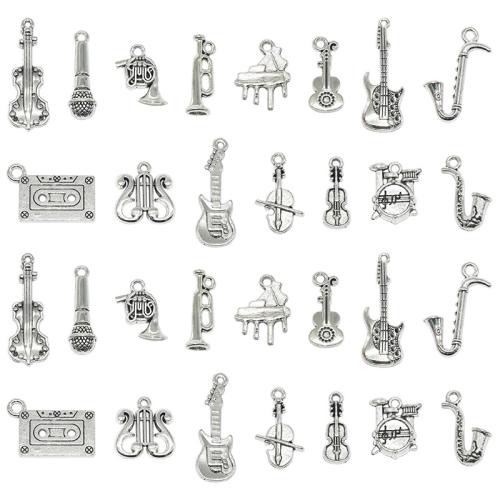 Musical Instrument Shaped Zinc Alloy Pendler, forgyldt, du kan DIY, flere farver til valg, 100pc'er/Bag, Solgt af Bag