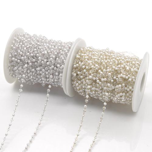 Decorative Beaded Chain Brass with Plastic Pearl plated DIY Sold By m