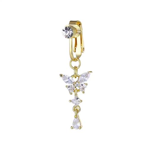 304 Stainless Steel Belly Ring plated & micro pave cubic zirconia & for woman Sold By PC