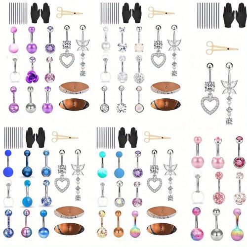 304 Stainless Steel Body Piercing Jewelry Set with Acrylic Unisex & micro pave cubic zirconia Sold By Set