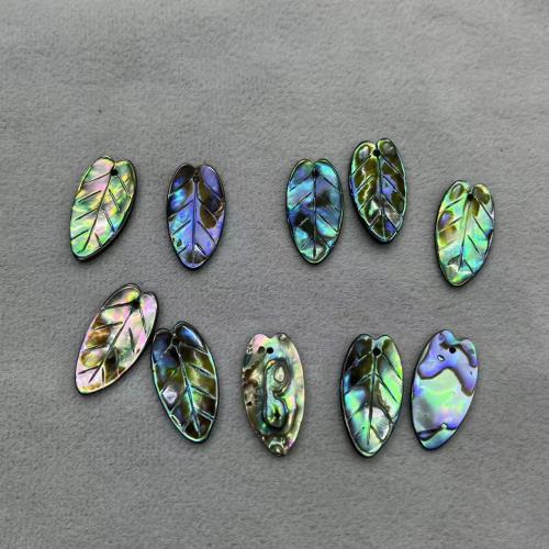 Naturlig Abalone Shell Pendler, Leaf, Carved, du kan DIY, about:10x20mm, 5pc'er/Bag, Solgt af Bag