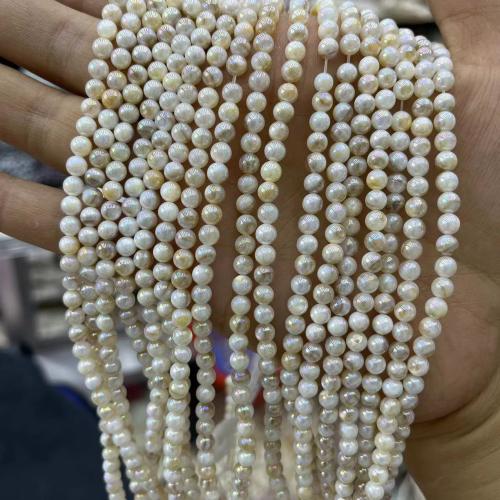 Natural Freshwater Shell Beads Round AB color plated DIY Sold By Strand