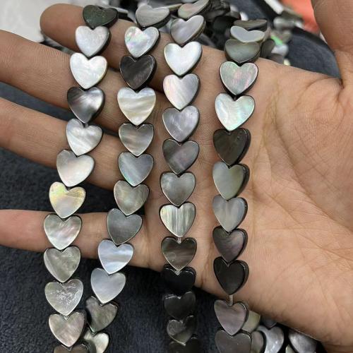 Black Shell Beads Heart DIY black Sold By Strand