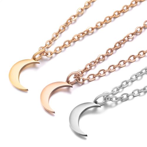 Stainless Steel Jewelry Necklace 304 Stainless Steel Moon plated for woman Sold By PC