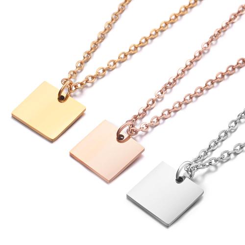 Stainless Steel Jewelry Necklace 304 Stainless Steel Square plated for woman Sold By PC