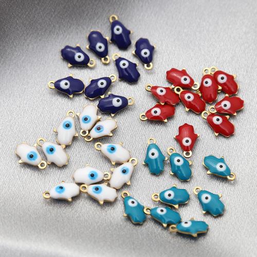 Evil Eye Pendants 304 Stainless Steel gold color plated DIY & evil eye pattern & enamel Sold By PC