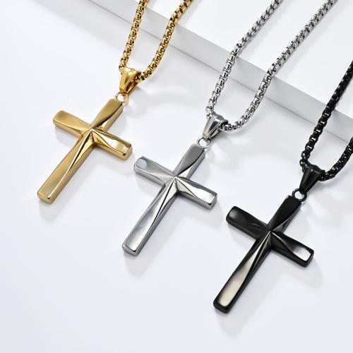 Collier d'acier titane, croix, Placage, unisexe, plus de couleurs à choisir, Longueur 60 cm, Vendu par PC