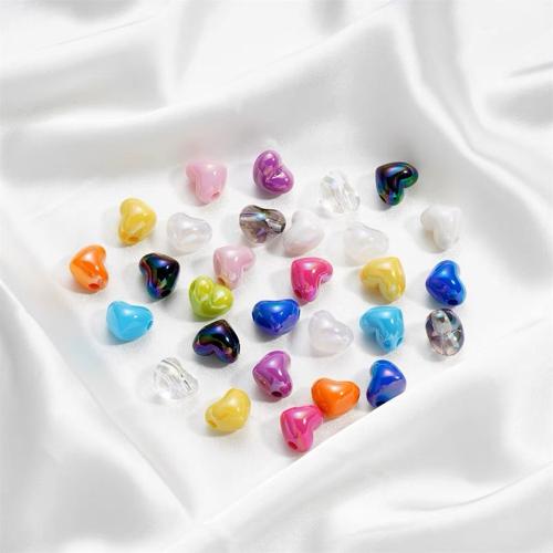 Belagte akryl perler, Heart, du kan DIY, flere farver til valg, 13x15mm, 10pc'er/Bag, Solgt af Bag