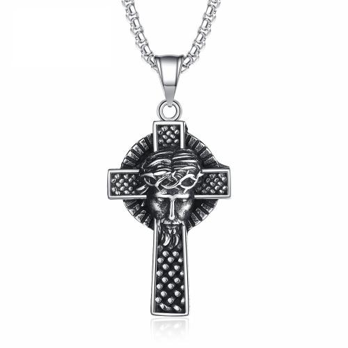 Stainless Steel Jewelry Necklace 304 Stainless Steel Cross Antique finish fashion jewelry & for man original color Length 60 cm Sold By PC