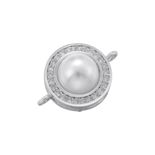 Kubik Zirkonium mikro bana Mässing Kontaktdon, med Plast Pearl, plated, DIY & micro bana cubic zirconia, fler färger för val, Säljs av PC