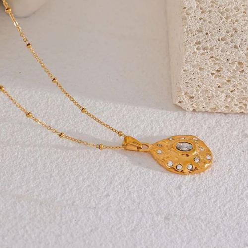 Collier de bijoux en acier inoxydable, Acier inoxydable 304, pour femme & avec strass, Vendu par PC