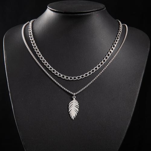 Stainless Steel Jewelry Necklace 304 Stainless Steel Feather fashion jewelry & for woman Sold By PC