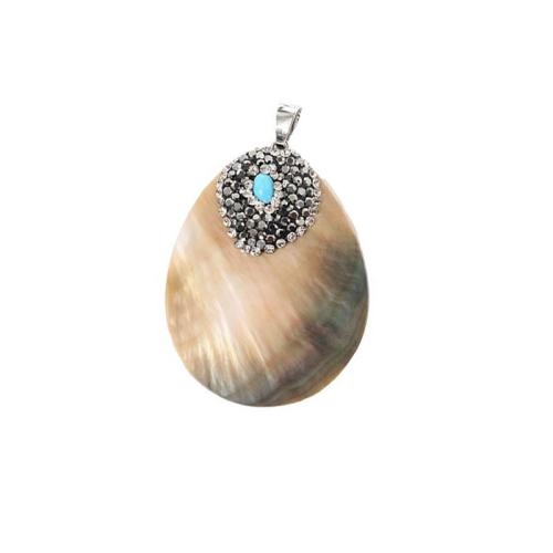 Μενταγιόν Shell, Sea Shell, με πηλό rhinestone pave, Teardrop, DIY, 40x45mm, Sold Με PC