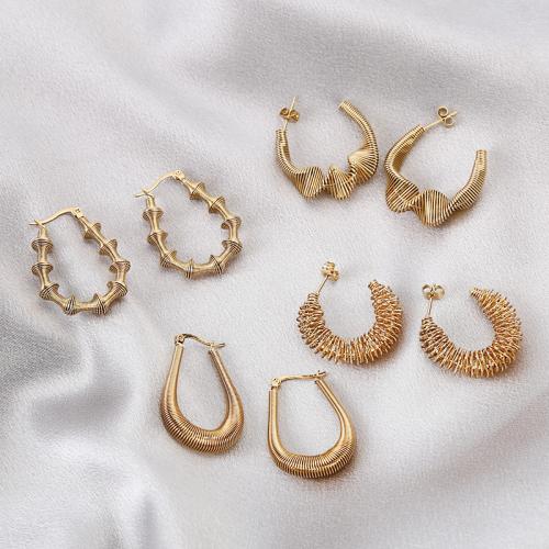 Roestvrij staal Stud Earrings, 304 roestvrij staal, gold plated, verschillende stijlen voor de keuze & voor vrouw, meer kleuren voor de keuze, Verkocht door pair