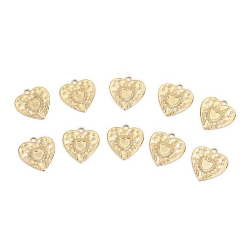 Stainless Steel Heart Pendants 304 Stainless Steel gold color plated DIY Sold By PC