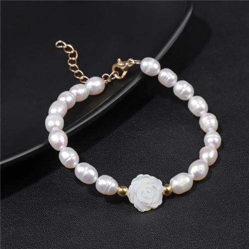 Freshwater Cultured Pearl Bracelet Freshwater Pearl gold color plated & for woman Sold By PC