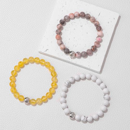 Gemstone Bracelets Natural Stone Round & Unisex Sold By PC