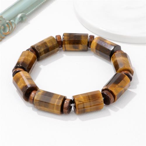 Natural Tiger Eye pulseiras, olho de tigre, unissex, vendido por PC