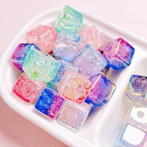 Plated Acrylic Beads Square DIY 16mm Approx 3.8mm Sold By Bag