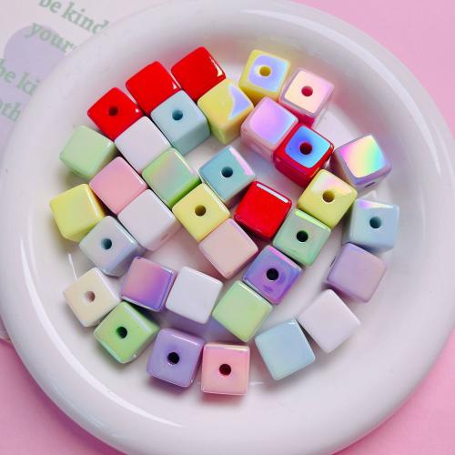 Plated Acrylic Beads Square DIY 14mm Approx 3.2mm Sold By Bag