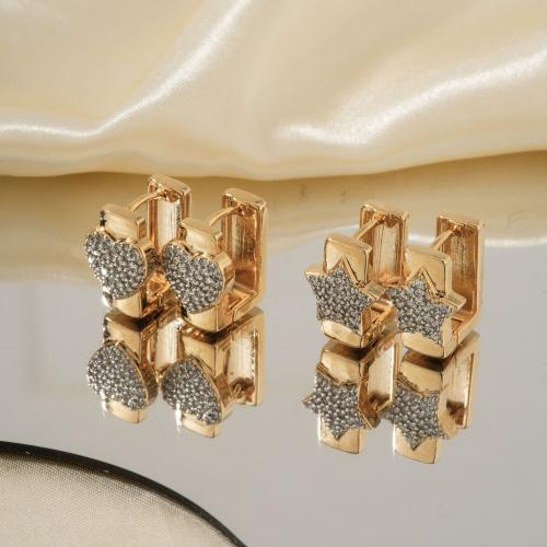 Cubic Zirconia Micro Pave Brass Earring & micro pave cubic zirconia & for woman golden Sold By Pair