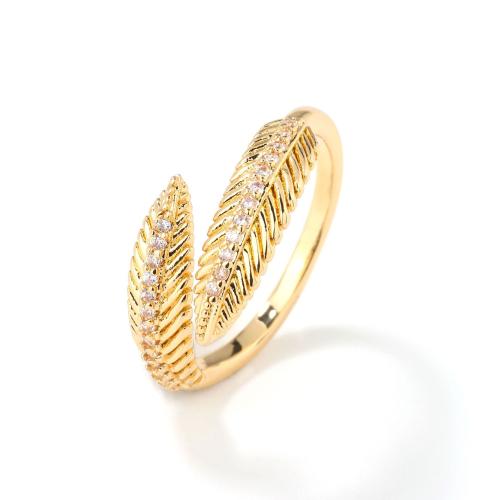 Cúbicos Circonia Micro Pave anillo de latón, metal, chapado, Joyería & micro arcilla de zirconia cúbica & para mujer, dorado, Vendido por UD