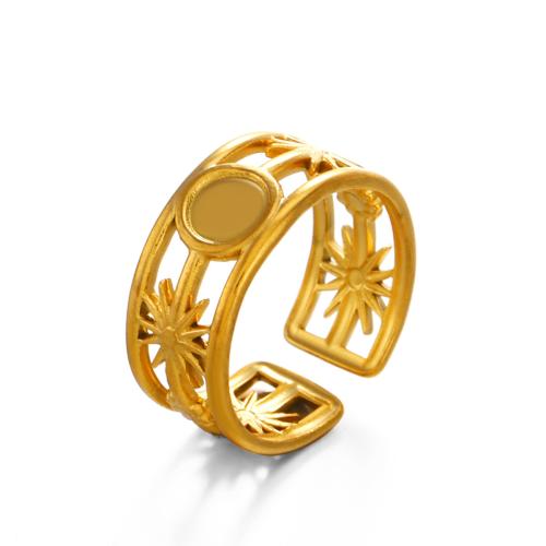 Stainless Steel Finger Ring 304 Stainless Steel Vacuum Ion Plating fashion jewelry & for woman & hollow golden Sold By PC