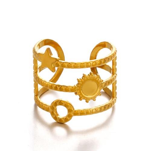 Anillo de dedo de acero inoxidable, acero inoxidable 304, 18K chapado en oro, Joyería & para mujer & hueco, Vendido por UD