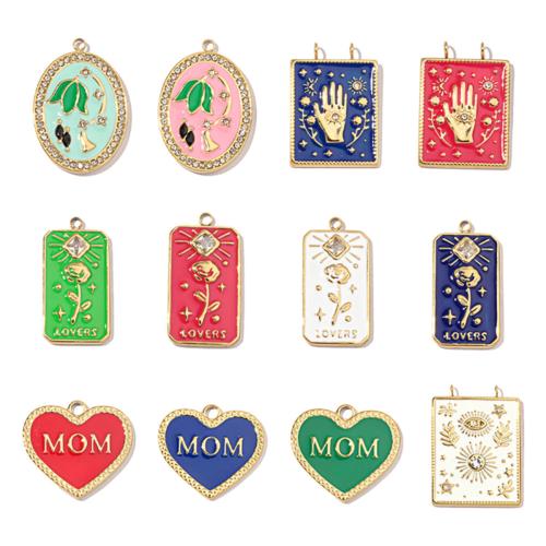 Stainless Steel Pendants 304 Stainless Steel Vacuum Ion Plating DIY & enamel & with rhinestone Sold By Bag