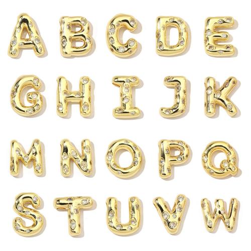 Cubic Zirconia Micro Pave Brass Beads Vacuum Ion Plating letters are from A to Z & DIY & micro pave cubic zirconia Sold By PC