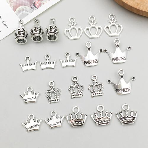 Sinc Alloy Crown Pendants, plátáilte, DIY, dathanna níos mó le haghaidh rogha, 100ríomhairí pearsanta/Mála, Díolta De réir Mála