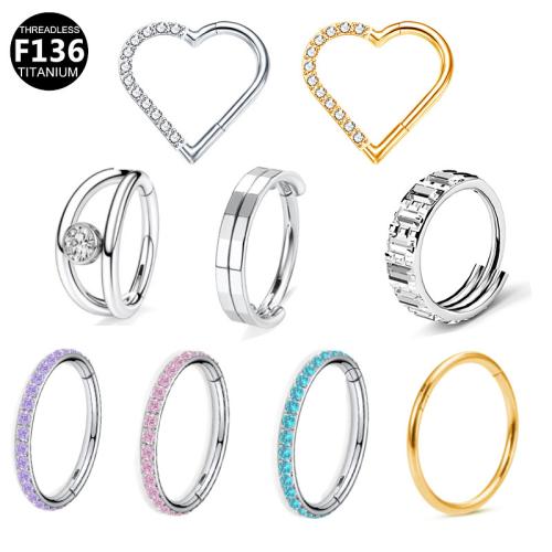 チタン合金 鼻ピアス, メッキ, ユニセックス & 異なるスタイルを選択 & ライン石のある, nose piercing jewelry length 8-12mm, 売り手 パソコン