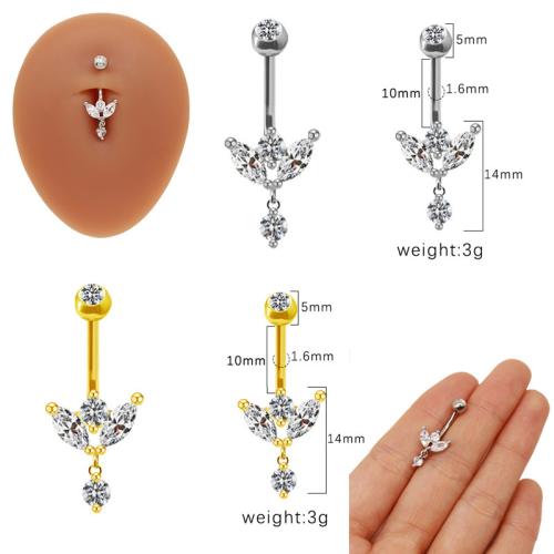 Zink Alloy belly ring, plated, Unisex & med strass, fler färger för val, Säljs av PC