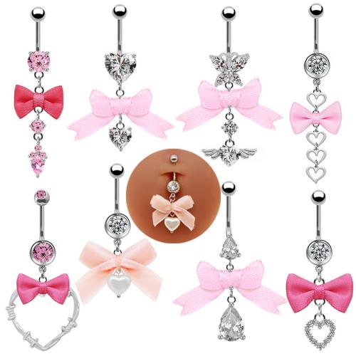 Zink Alloy belly ring, med Duk, plated, Unisex & olika stilar för val & med strass, Säljs av PC