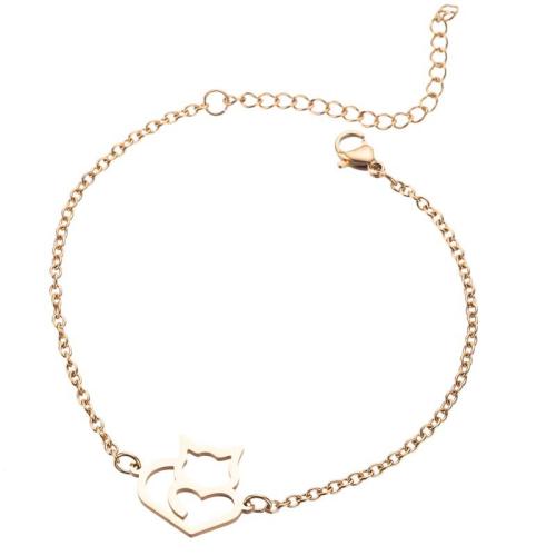 Stainless Steel Jewelry Bracelet 304 Stainless Steel with 5cm extender chain Fox Vacuum Ion Plating Adjustable & fashion jewelry & for woman Length Approx 13 cm Sold By PC