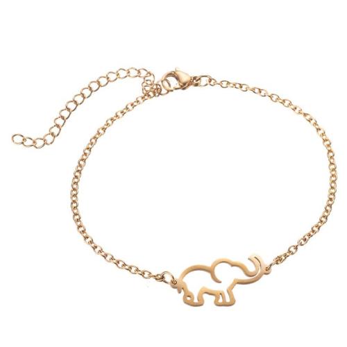 Stainless Steel Jewelry Bracelet 304 Stainless Steel with 5cm extender chain Elephant Vacuum Ion Plating Adjustable & fashion jewelry & for woman Length Approx 13 cm Sold By PC