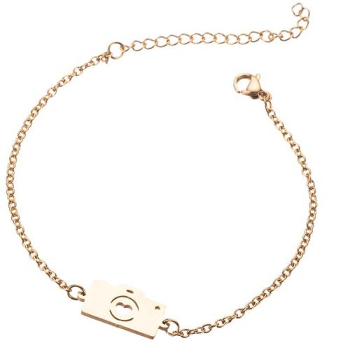 Stainless Steel Jewelry Bracelet 304 Stainless Steel with 5cm extender chain Camera Vacuum Ion Plating Adjustable & fashion jewelry & for woman Length Approx 13 cm Sold By PC