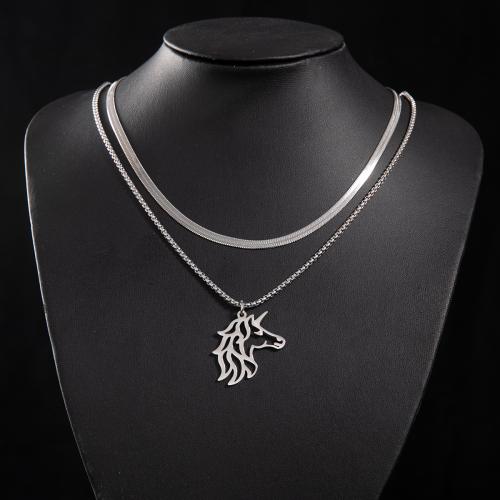 Stainless Steel Jewelry Necklace 304 Stainless Steel Unicorn fashion jewelry & for woman Sold By PC