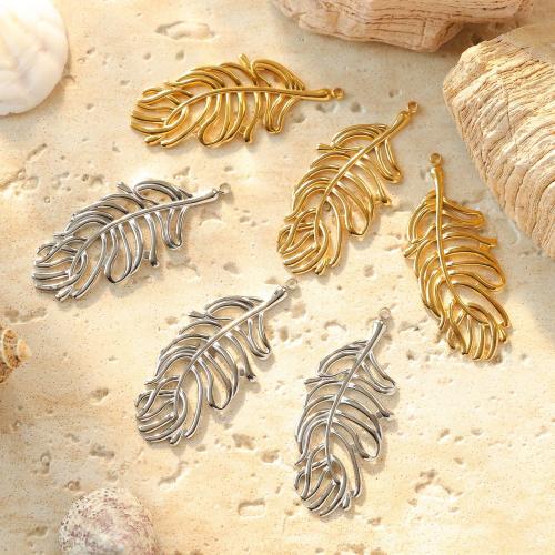 Stainless Steel Pendants 304 Stainless Steel Feather Vacuum Ion Plating DIY Sold By Bag