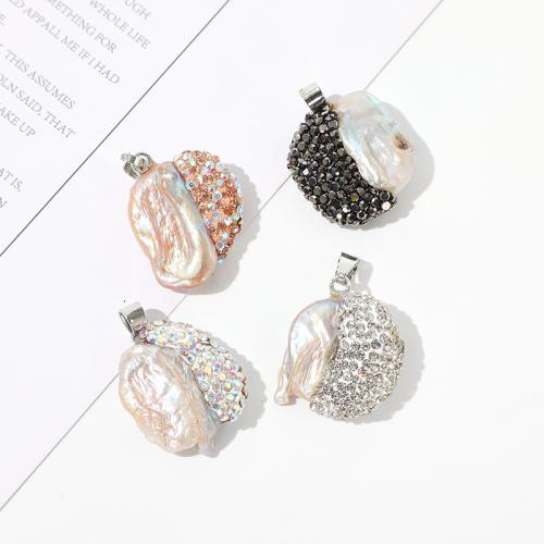 Freshwater Pearl Pendants with Rhinestone Clay Pave DIY Sold By PC