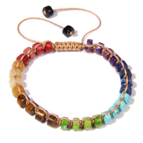 Gemstone Bracelets Natural Stone with Knot Cord & Unisex Length 19 cm Sold By PC