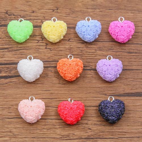 Resin vedhæng, Zinc Alloy, med Resin, Heart, du kan DIY, flere farver til valg, nikkel, bly & cadmium fri, 17x18mm, 100pc'er/Bag, Solgt af Bag